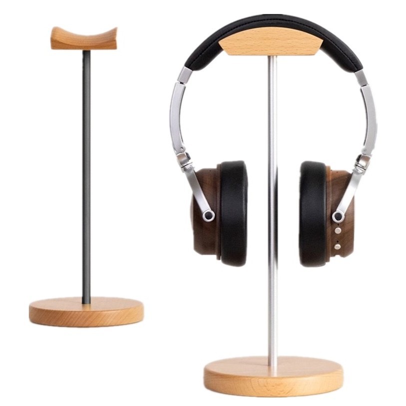 Desk Setup Wood - Stojak na słuchawki z drewna orzecha