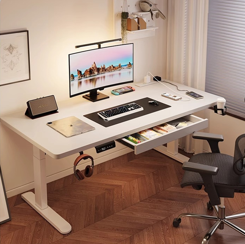 Desk Setup Home Office - Nowoczesne elektryczne biurko stojące z dwoma