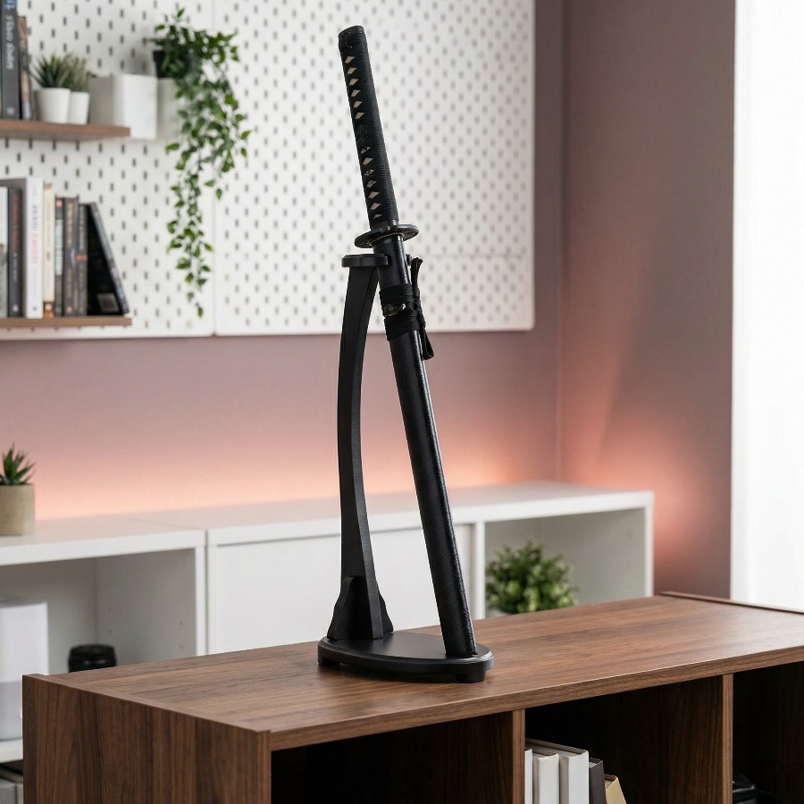 Desk Setup Wood - Pionowy stojak na katanę, półka na
