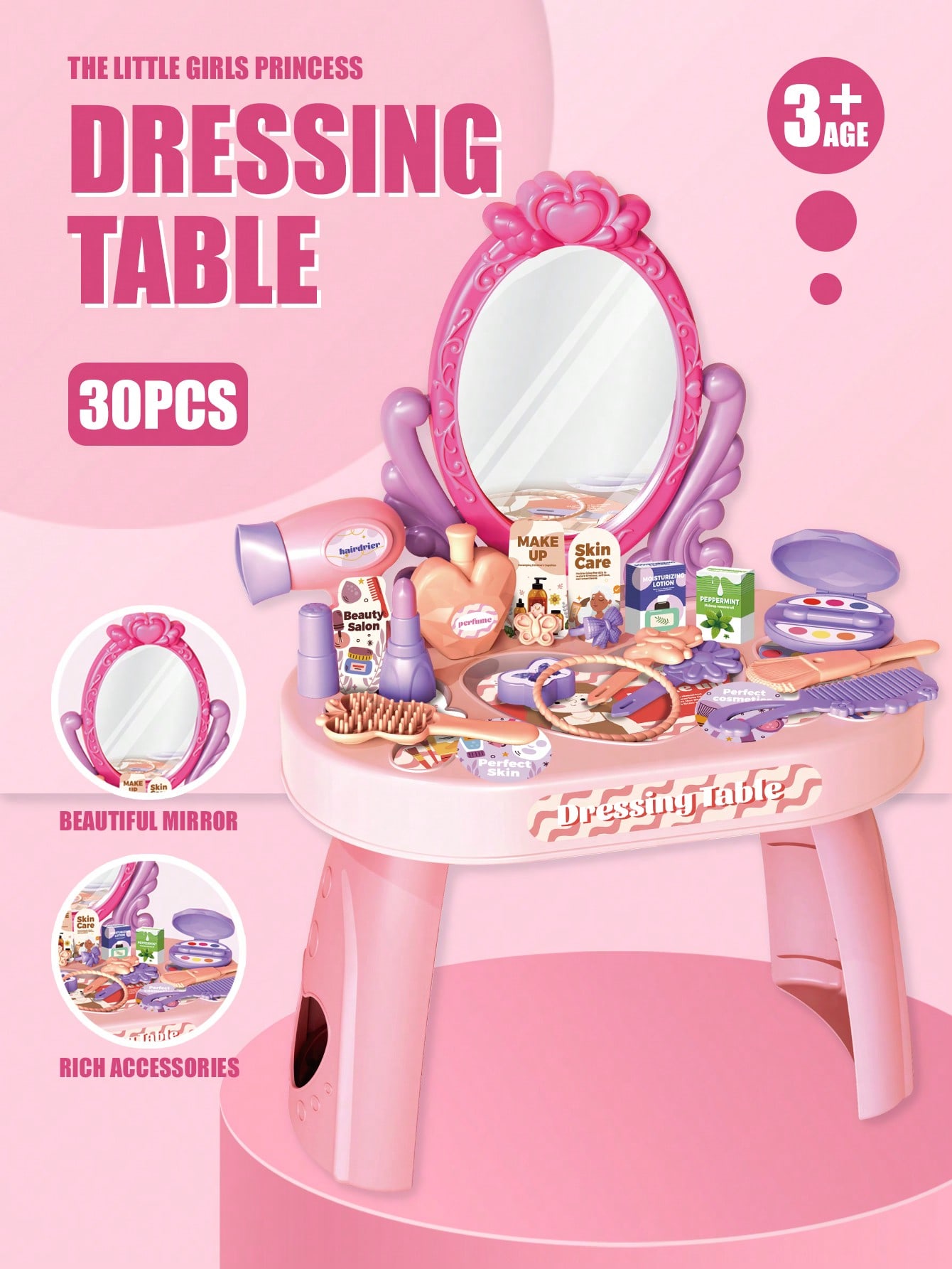 Desk Setup Kids - Zestaw toaletki dla dzieci z lustrem