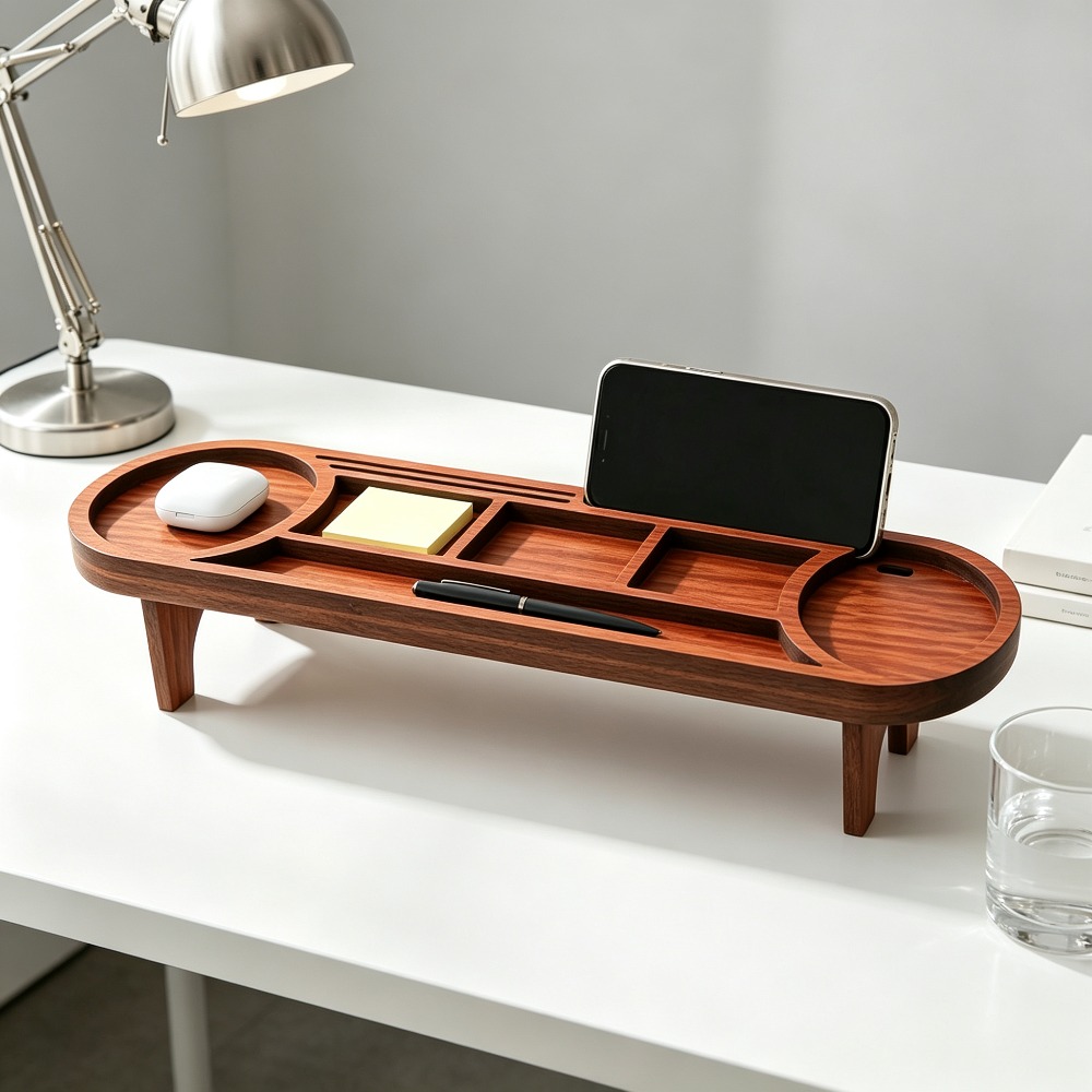 Drewniany organizer na biurko  – Desk Setup Home Office recenzja i cena