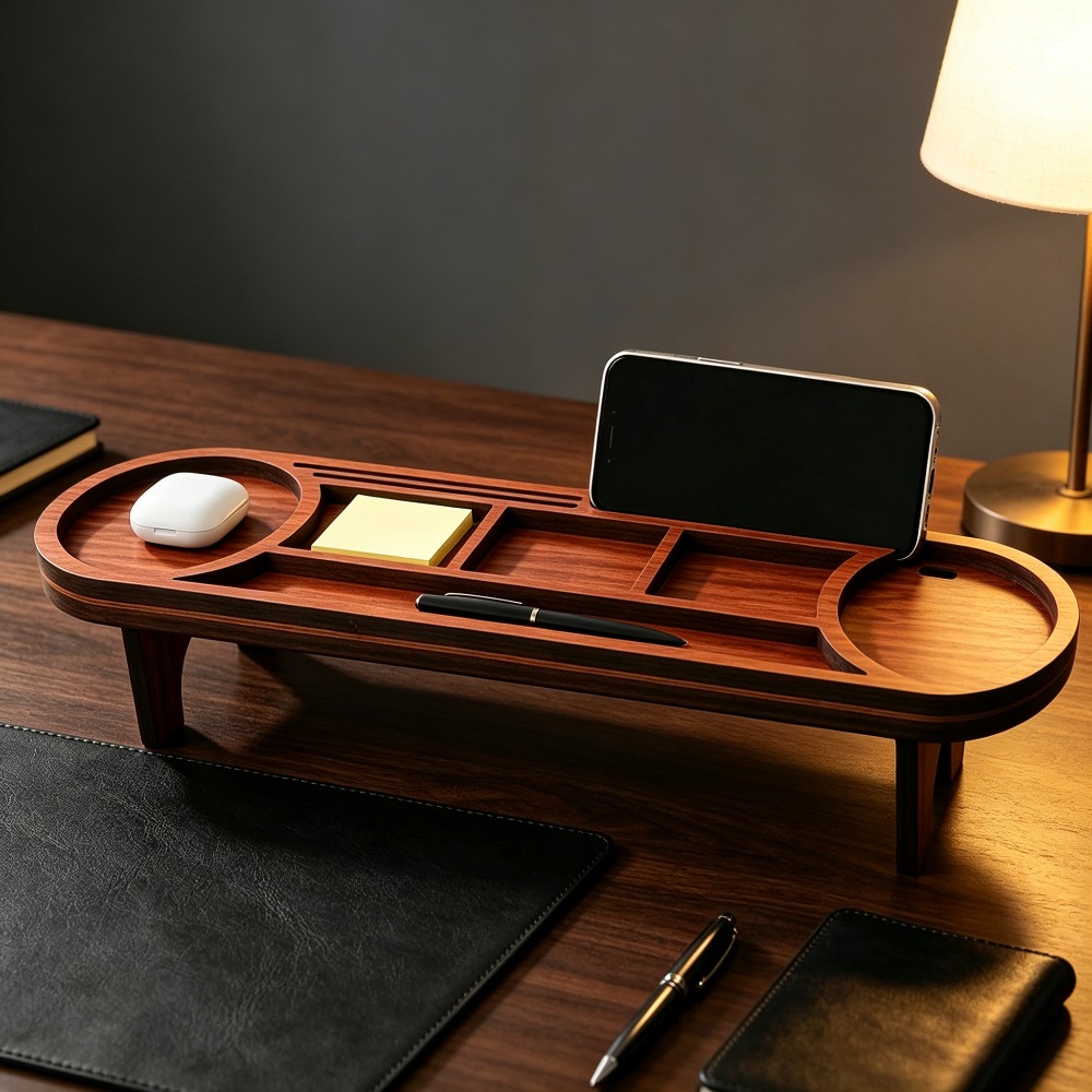Drewniany organizer na biurko  – Desk Setup Home Office recenzja i cena